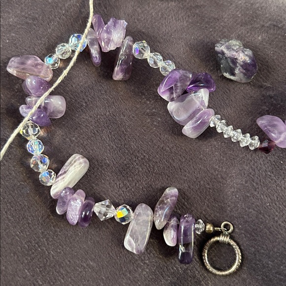 Handmade Jewelry - Authentic amethyst stones broken necklace